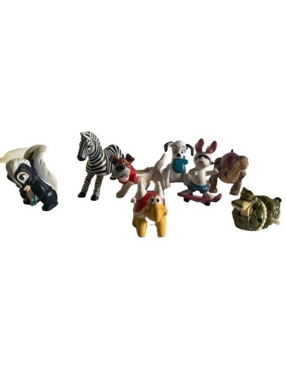 Disney & Assorted Figurine Toys Bundle Wind-Up Zebra Skunk Dog Rabbit Dinosaur C